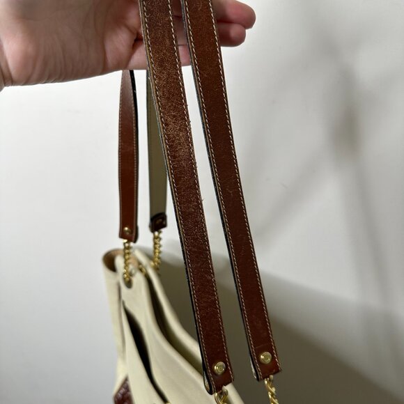 Vintage BALLY Large Ivory/Brown Leather Shoulder Bag - Picture 10 of 10